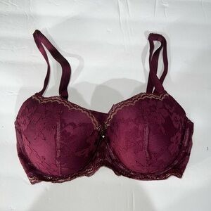 Victoria's Secret Dream Angels Lined Demi Burgundy Purple Bra 32DD
